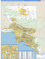Los Angeles-Long Beach-Anaheim Metro Area Wall Map Basic Style 2026